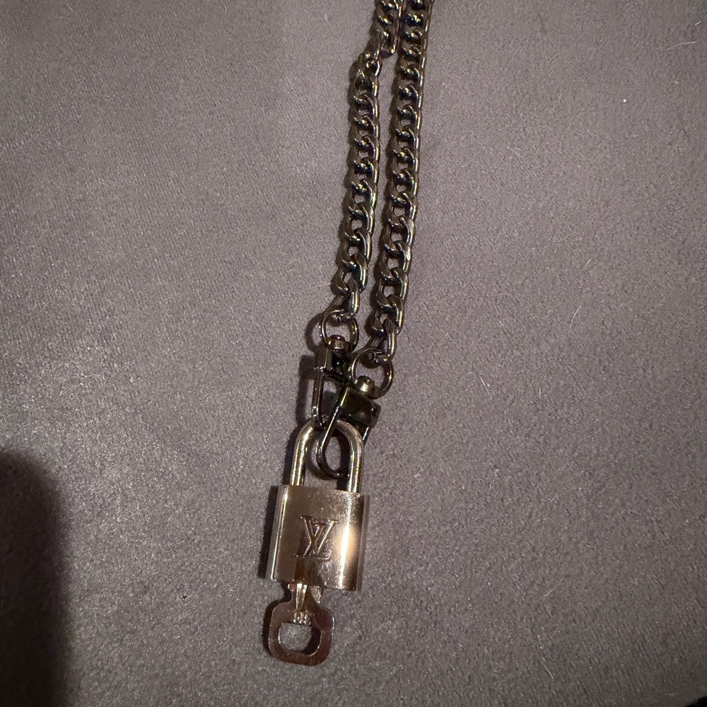 Choker Chain Necklace w/ Authentic Louis Vuitton 300 Series Padlock & Key